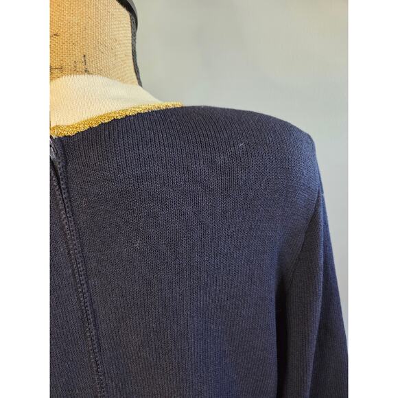 St John Marie Gray midi length dress nautical rope blue vneck long sleeves 12 - Picture 5 of 10